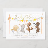 Woodland Animals Band Parade Cute Baby Shower Invitation (Front)