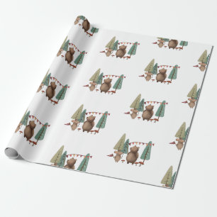 Woodland Animals Bear and Mouse Wrapping Paper