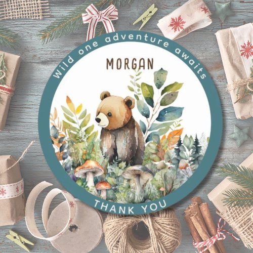 Woodland Animals Bear Favors Thank You Gift Decor Classic Round Sticker