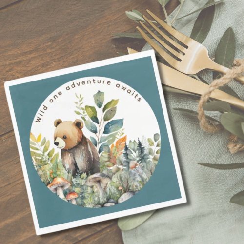 Woodland Animals Bear Partyware Decor Dining Napkins