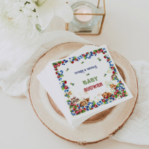 Woodland Animals Berry Greenery Baby Shower Napkins