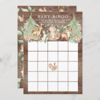 Woodland Animals BINGO Baby Shower Game Invitation