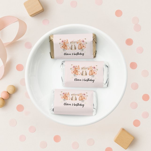 Woodland Animals Birthday Candy Wrappers | Rustic  Hershey's Miniatures (Creator Uploaded)