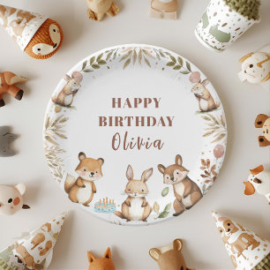 Woodland Animals Birthday Forest Paper Plates