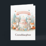 Woodland Animals Birthday Granddaughter Card<br><div class="desc">"AI-generated artwork with design direction by Susang6"</div>