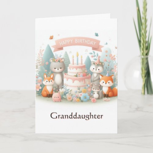 Woodland Animals Birthday Granddaughter Card