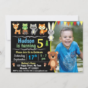 woodland animals birthday invitation