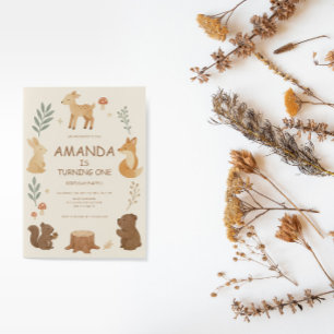 Woodland Animals Birthday Invitation