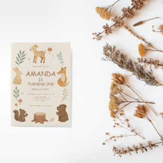 Woodland Animals Birthday Invitation