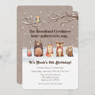 Woodland Animals Birthday Invitation
