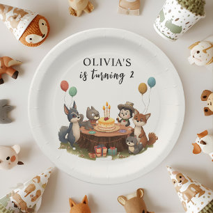 "Woodland Animals Birthday Paper Plates