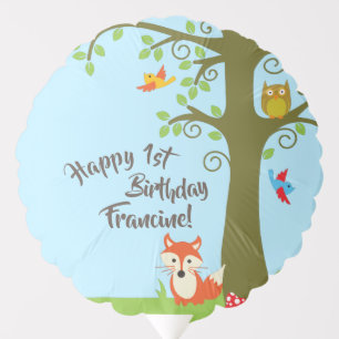 Woodland Animals Birthday Party Balloon