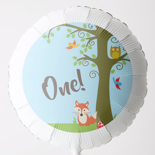 Woodland Animals Birthday Party Balloon (Front)