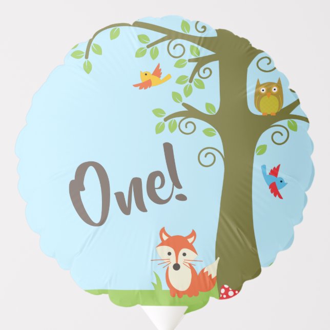 Woodland Animals Birthday Party Balloon (Front)