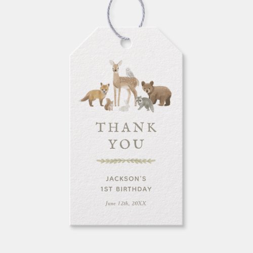 Woodland Animals Birthday Party Gift Tags