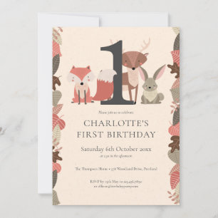 Woodland Animals Birthday Party Invitation
