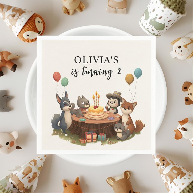 "Woodland Animals Birthday Party Kids Napkins (Creator Uploaded)
