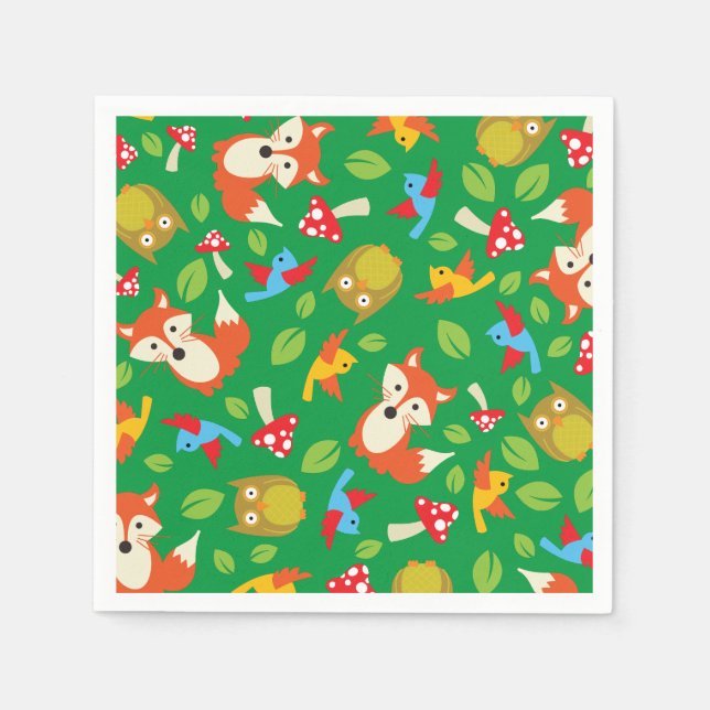 Woodland Animals Birthday Party Napkins (Front)