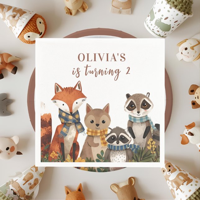 Woodland Animals Birthday Party Rustic Napkins (Creator Uploaded)