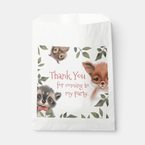 Woodland Animals Birthday Party Thank You Favor Bag