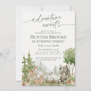 Woodland Animals Birthday Party Woodsy Invitation