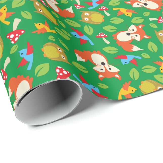 Woodland Animals Birthday Party Wrapping Paper (Roll Corner)