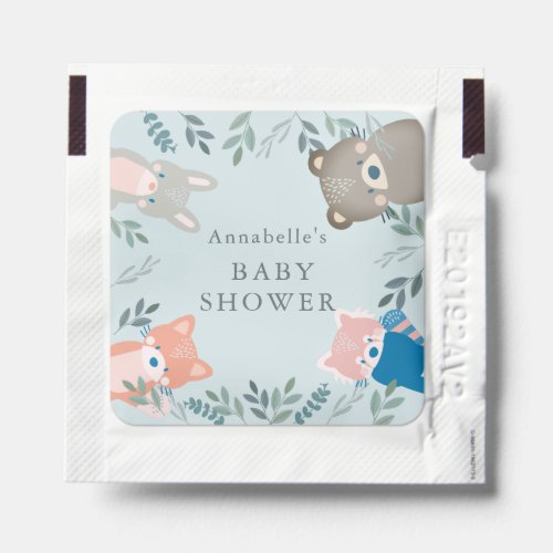 Woodland Animals Blue Boy Baby Shower Favor Hand Sanitizer Packet