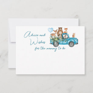 Woodland Animals Blue Truck Baby Shower Advice Card
