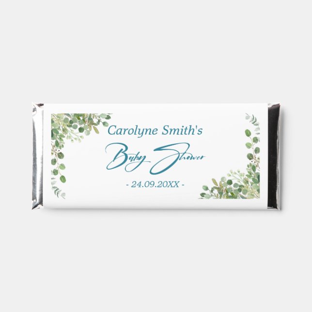 Woodland Animals Blue Truck Baby Shower Chocolate Hershey Bar Favors (Front)