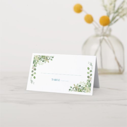 Woodland Animals Blue Truck Baby Shower Place Card
