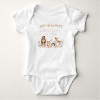 Woodland Animals Blush Floral 1st Birthday Outfit 