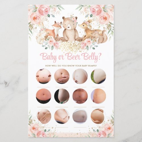 Woodland Animals Blush Floral Baby or Beer Belly