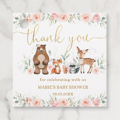 Woodland Animals Blush Floral Baby Shower Birthday Favor Tags
