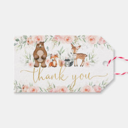 Woodland Animals Blush Floral Baby Shower Birthday Gift Tags