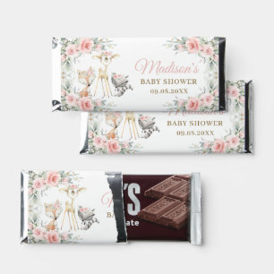 Woodland Animals Blush Floral Baby Shower Birthday Hershey Bar Favors