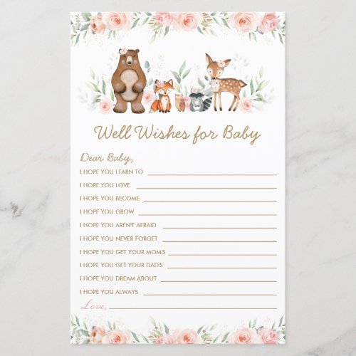 Woodland Animals Blush Floral Well Wishes for Baby
