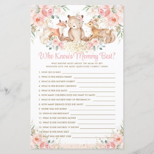 Woodland Animals Blush Floral Who Knows Mommy Best