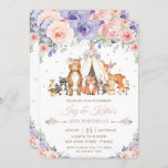 Woodland Animals Blush Lilac Floral Birthday  Invitation<br><div class="desc">Personalize this pretty birthday party invitation with your party details easily and quickly, simply press the customize it button to further re-arrange and format the style and placement of the text.  This whimsical invitation features adorable watercolor woodland animals and gorgeous pink blush and purple lilac floral. All text are editable!...</div>