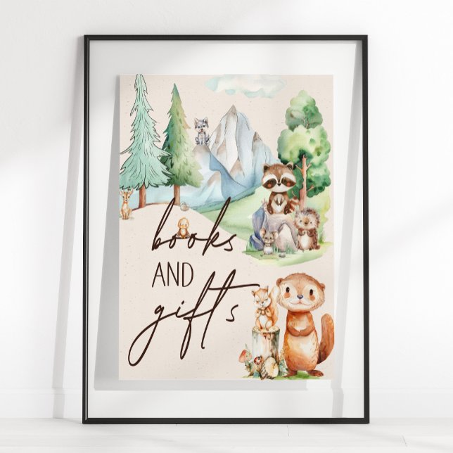 Woodland Animals Boho Baby Shower Books Gifts Sign (Creator Uploaded)