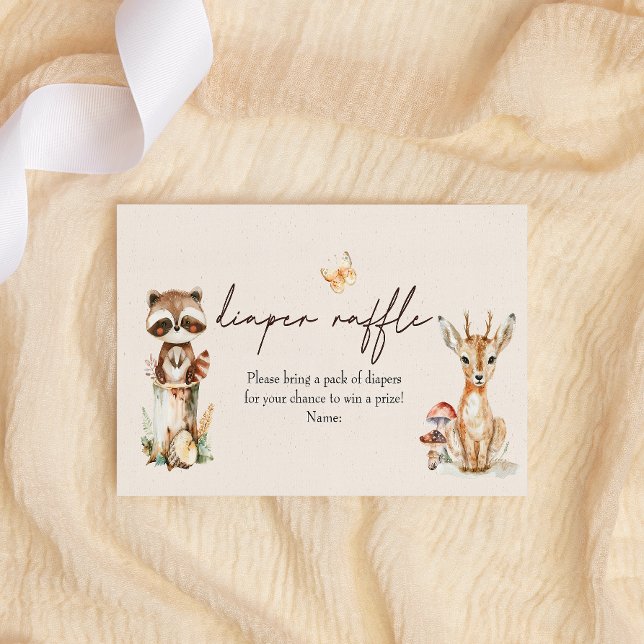Woodland Animals Boho Baby Shower Diaper Raffle Note Card (Creator Uploaded)