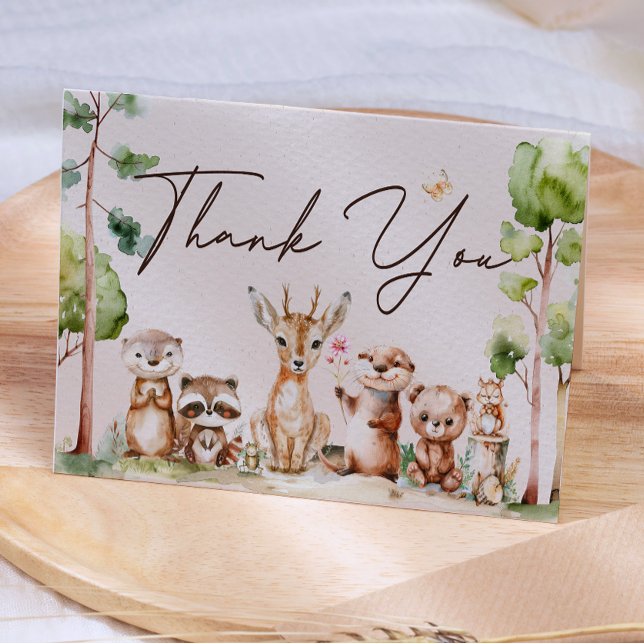 Woodland Animals Boho Baby Shower Thank You Card (Creator Uploaded)