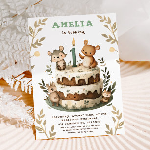 Woodland Animals Boho Child's First Birthday Invitation