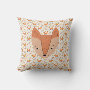 Woodland Animals Boho Design Fox Throw Pillow