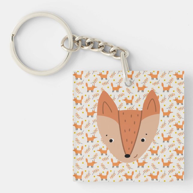 Woodland Animals Boho Design Keychain (Front)