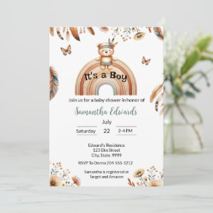 Woodland Animals Boho It's a Boy Baby Shower Invitation