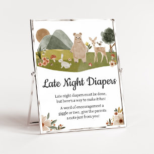 Woodland Animals Boho Late Night Diapers Poster