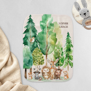 Woodland Animals Boho Rustic Baby Burp Cloth