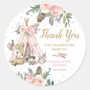 Girly Woodland Forest Animals Baby Shower Birthday Wrapping Paper, Zazzle