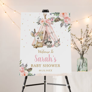 Woodland Animals Boho Tribal Baby Shower Welcome Foam Board