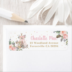 Woodland Animals Boho Tribal Return Address Label